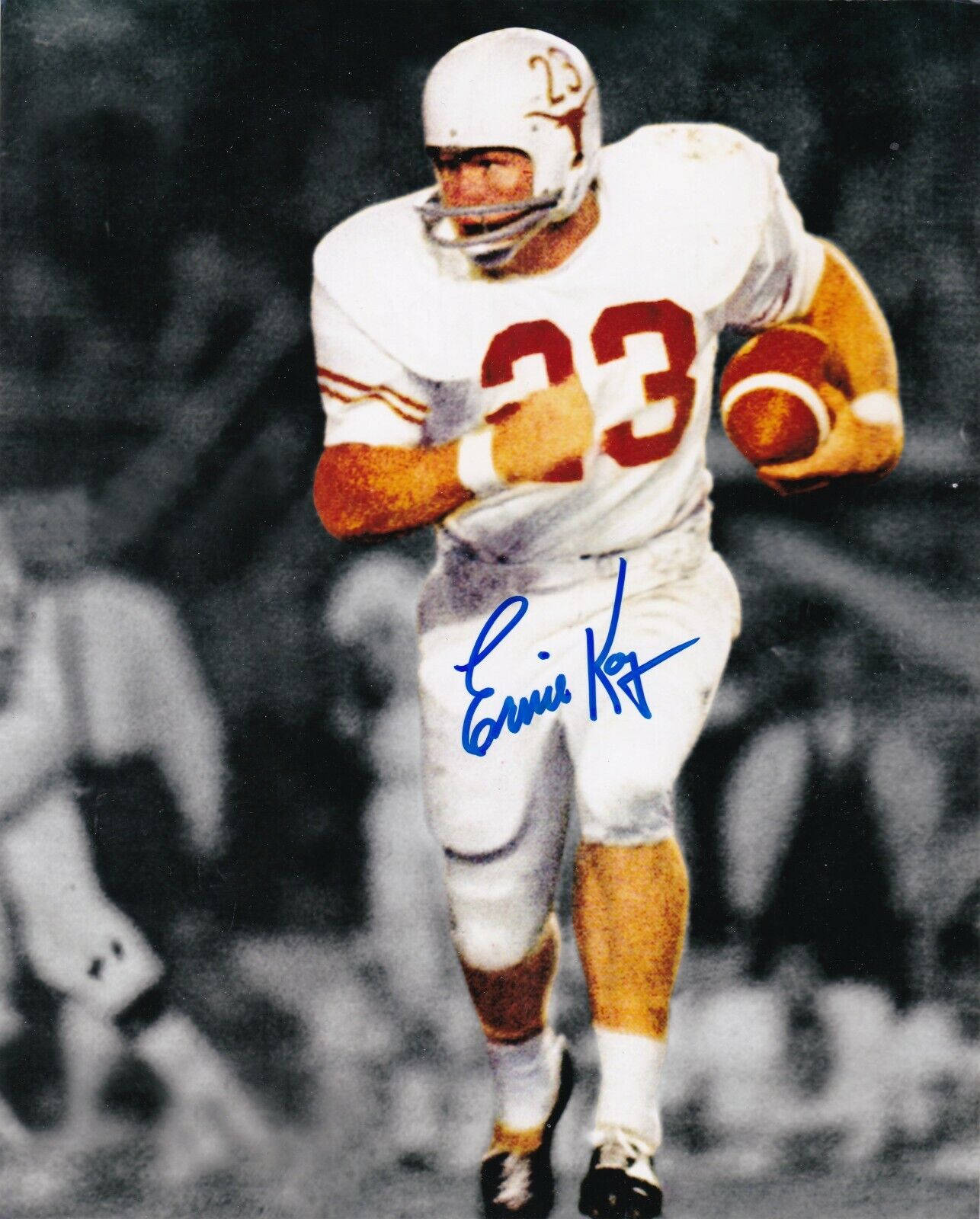 ERNIE KOY TEXAS LONGHORNS ACTION SIGNED 8X10