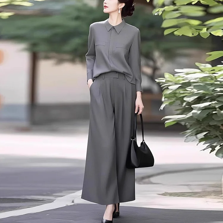 通勤 デート 切り替え ファッション トップス+パンツ２点セットアップ