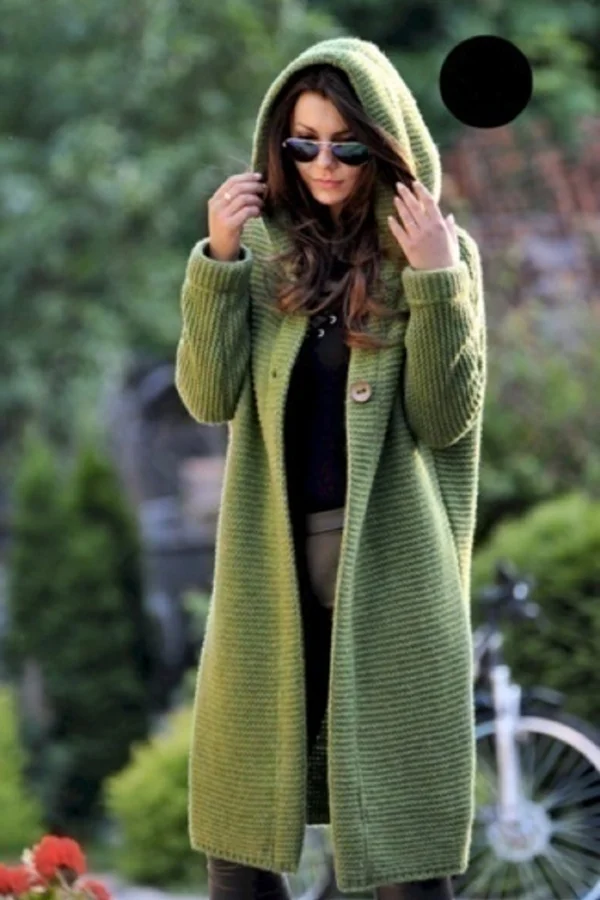 Women Solid Long Sweater Loose Knitting Cardigan.