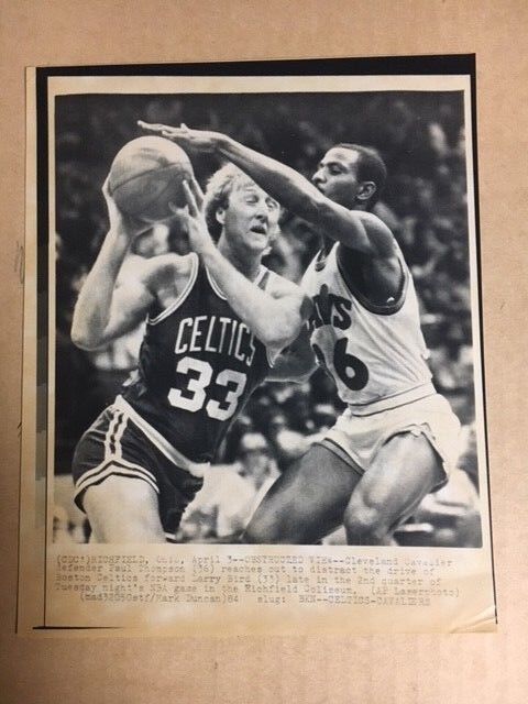 Original 1984 AP Laser Wire Photo Poster painting Larry Bird Boston Celtics HOF