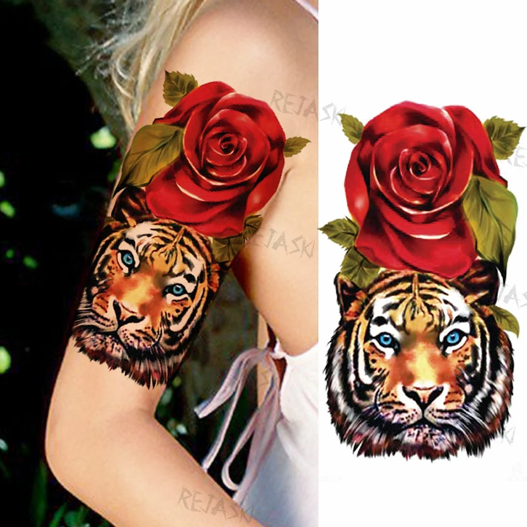 Gangster Wolf Temporary Tattoo For Women Men Death Skull Fake Tattoos Sticker DIY Harajuku Mermaid Waterproof Tatoo Body Art Arm