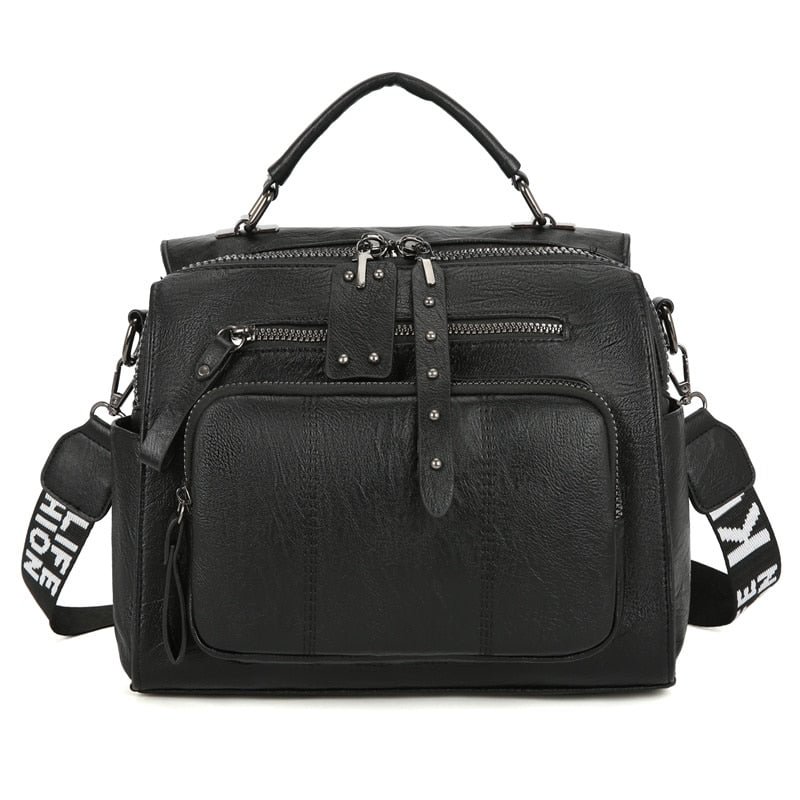 2021 New Backpack High Quality Soft PU Leather Backpack Women Large Travel Backpack School Bags for Teenage Girl Shoulder Bags