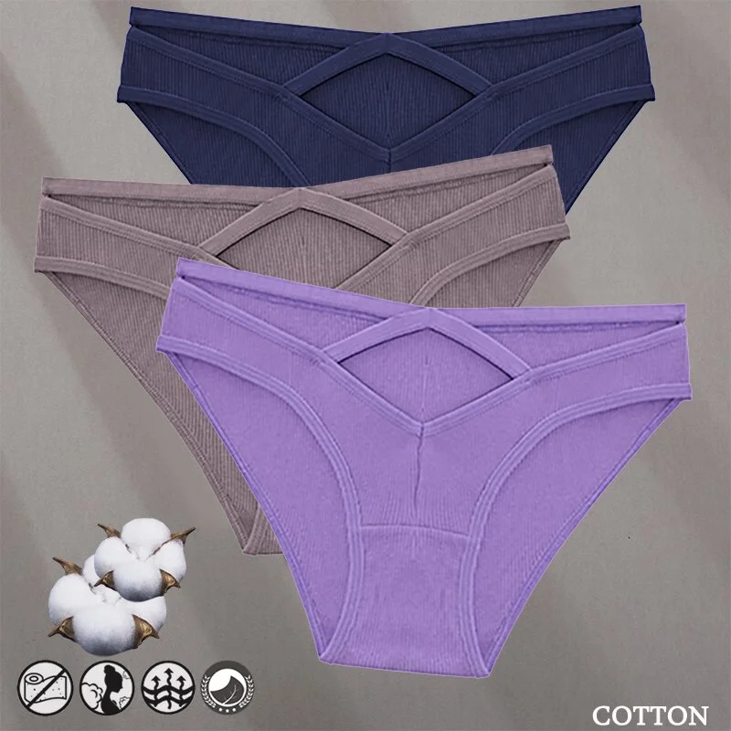 Billionm Women Sexy Cotton Underwear V-Waist Hollow Out Panties Briefs Solid Color Intimates Lingerie Female Comfortable Panty
