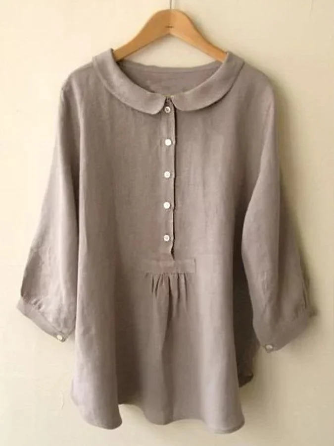 Women's Cotton Linen Seven Sleeve Shirt