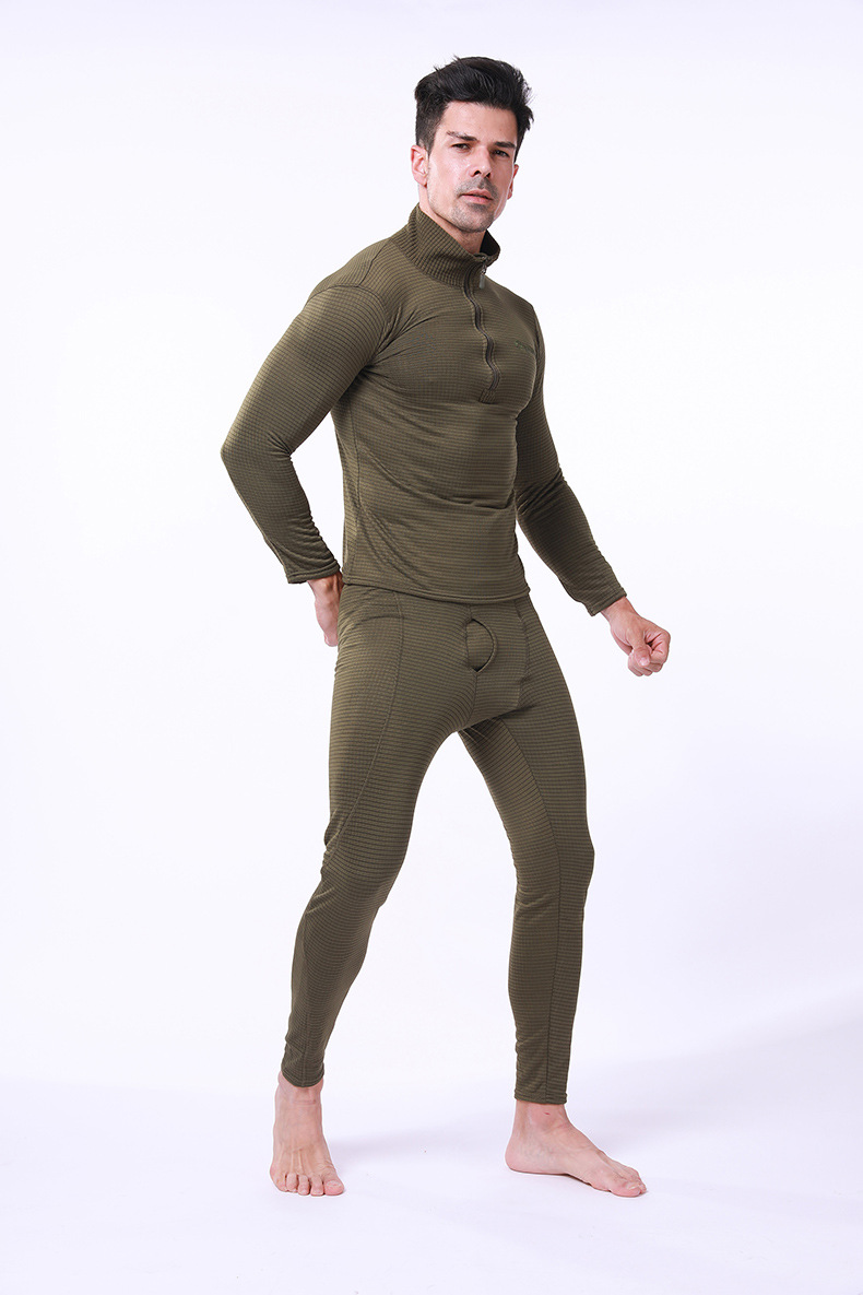 Pure Color Half-Zipper High-Neck Fleece Soft Thermal Underwear Sets Pure Color Half-Zipper High-Neck Fleece Soft Thermal Underwear Sets