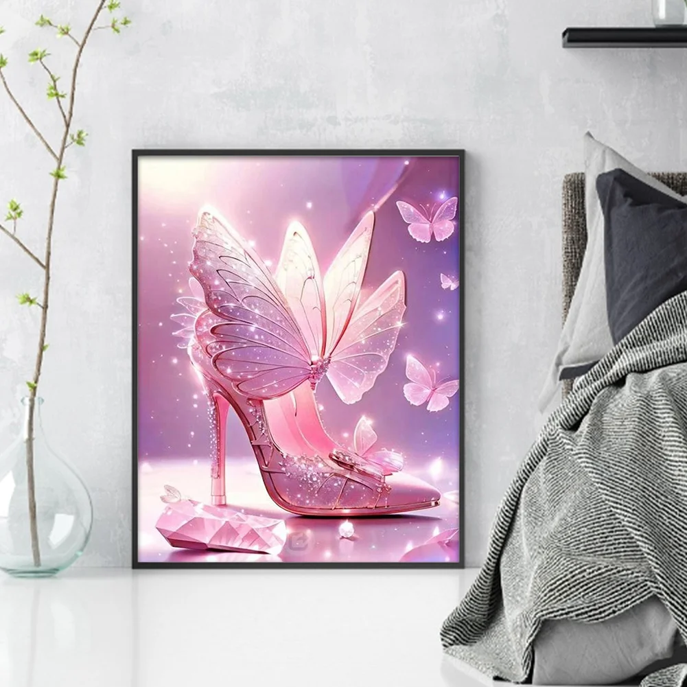 11CT Full Stamped&nbsp;Cross Stitch - Butterfly High Heels(Canvas|40*50CM)