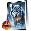 30x40cm Wolf 5d DIY Vollbohrer Runde Diamantmalerei Kit Haus Wanddekoration