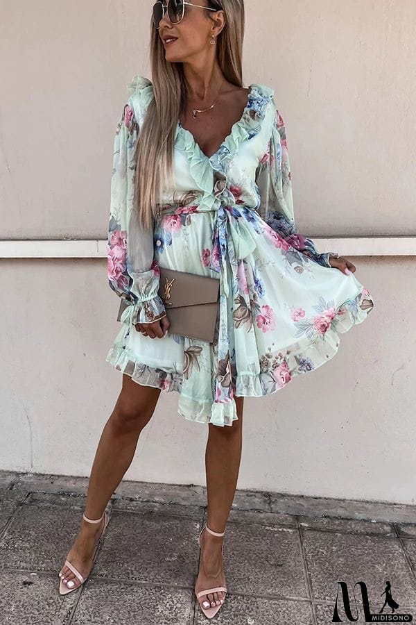 MidiSono - Create Your Dream Life Floral Ruffle Dress