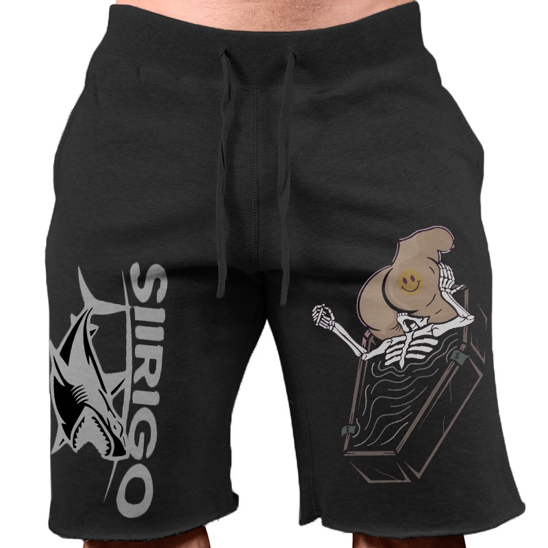 Skull Eat the Naked Ass in the Coffin Graphic Print MEN'S SWEAT SHORTS WORKOUT