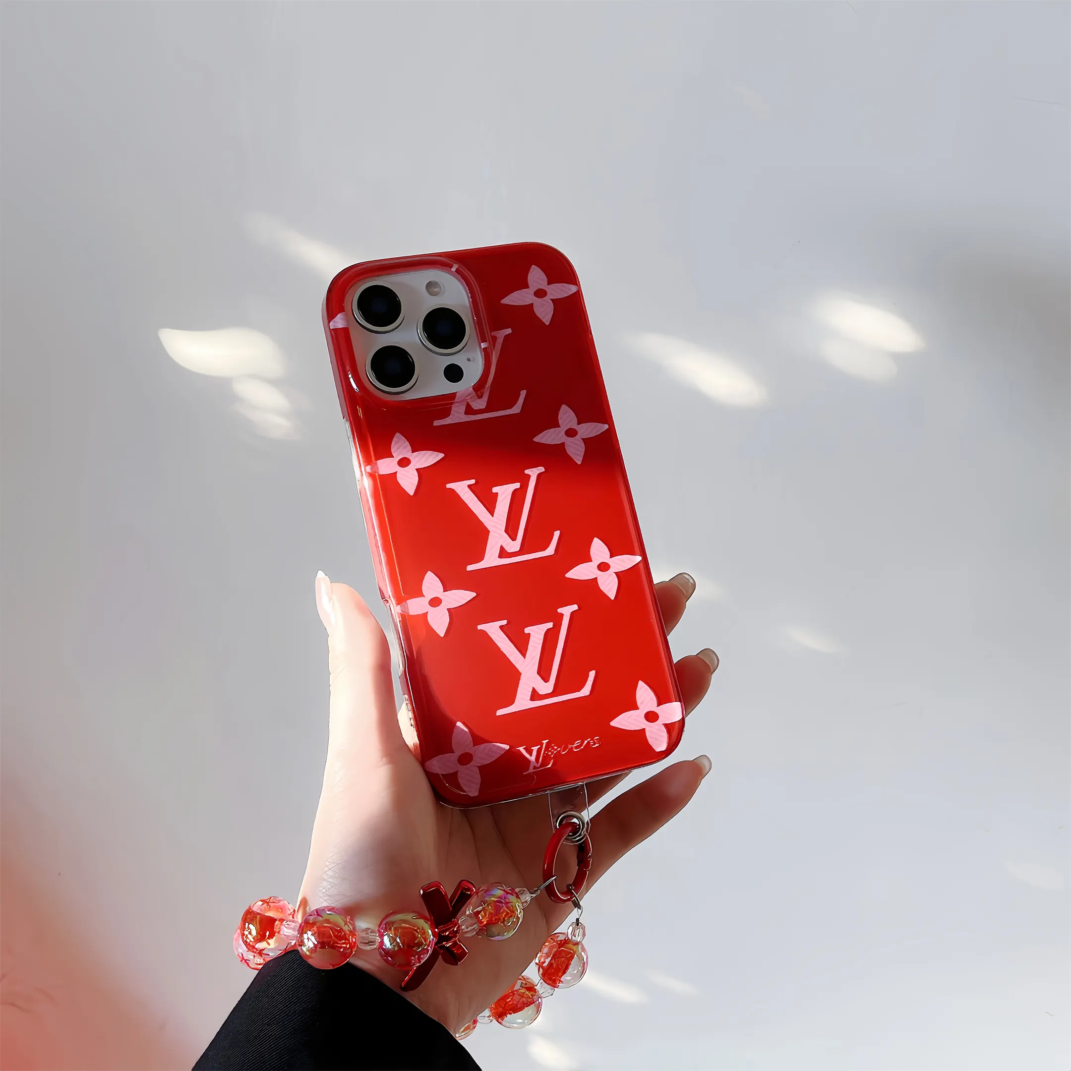 Red Louis Vuitton Monogram Elegant Bracelet Pendant Apple iPhone Cases
