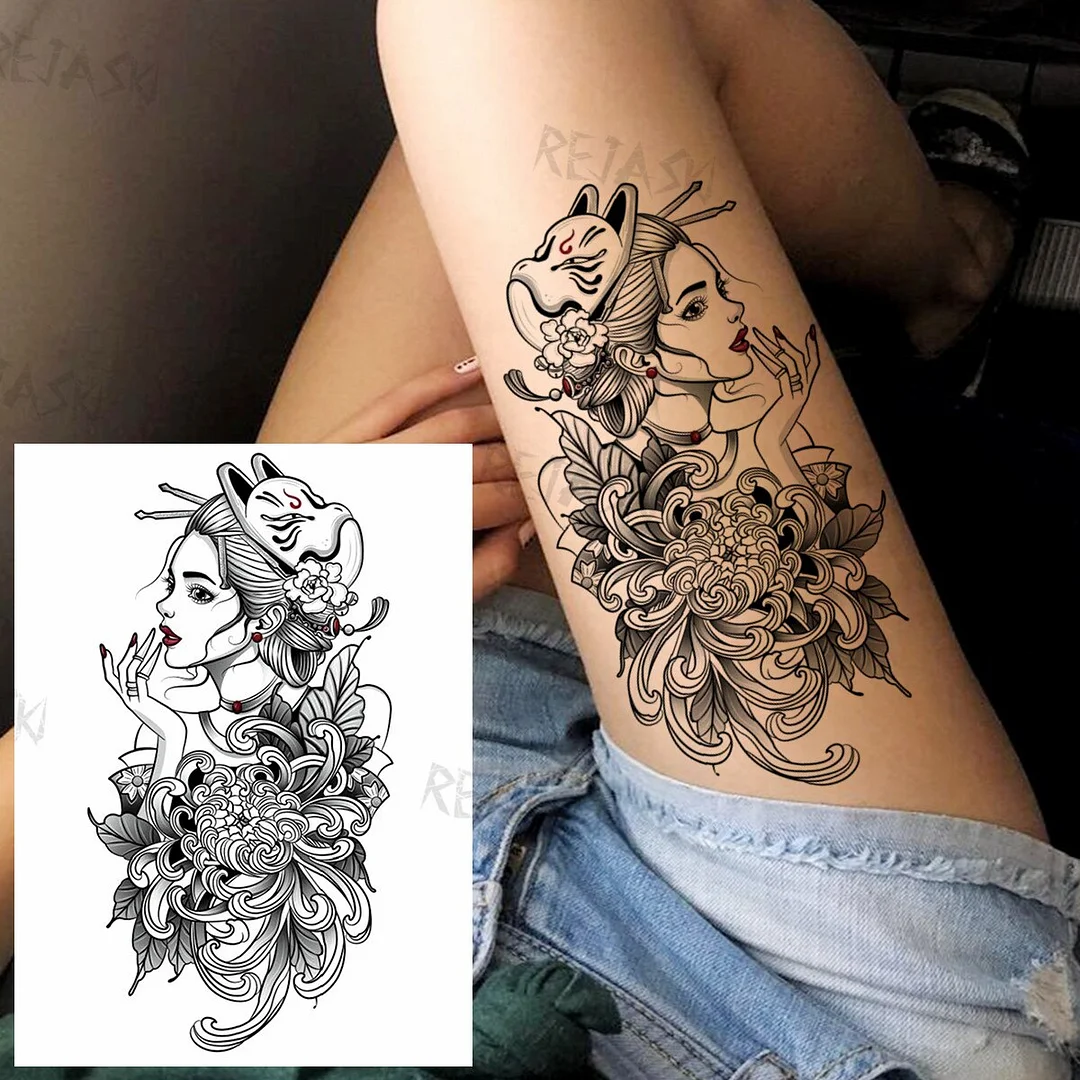 Sdrawing Butterfly Rose Flower Temporary Tattoos For Women Men Leopard Reindeer Henna Clown Fake Tatoos Waterproof Tattoo Stickers
