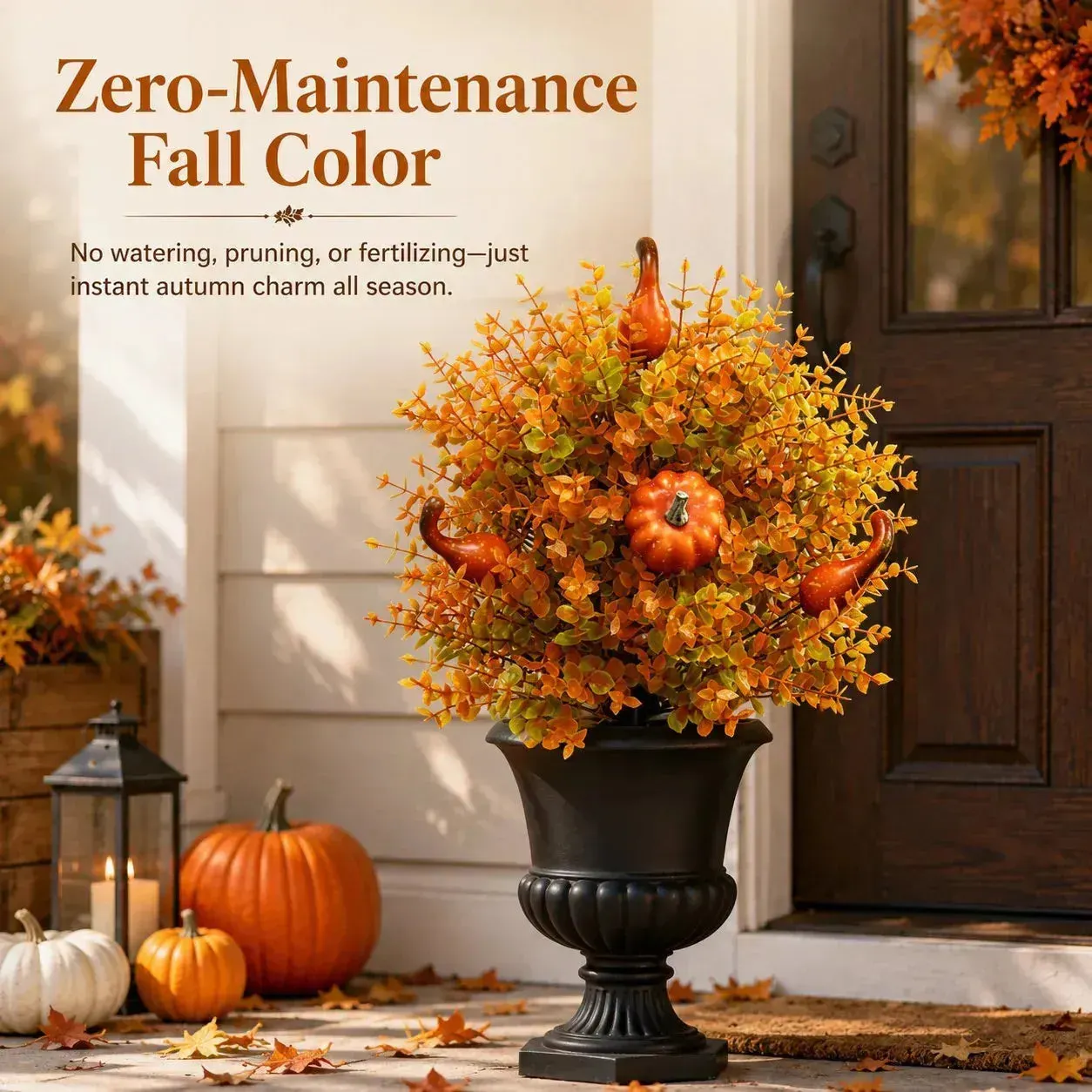 Artificial Fall Pumpkin Tree Stakes - Porch, Planter & Pathway Decor