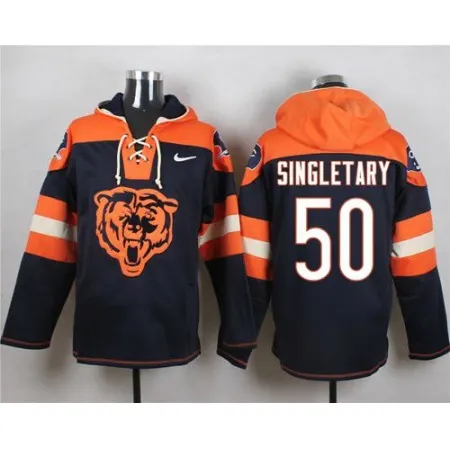 Bears #50 Mike Singletary Navy Blue Player Pullover NFL Hoodie