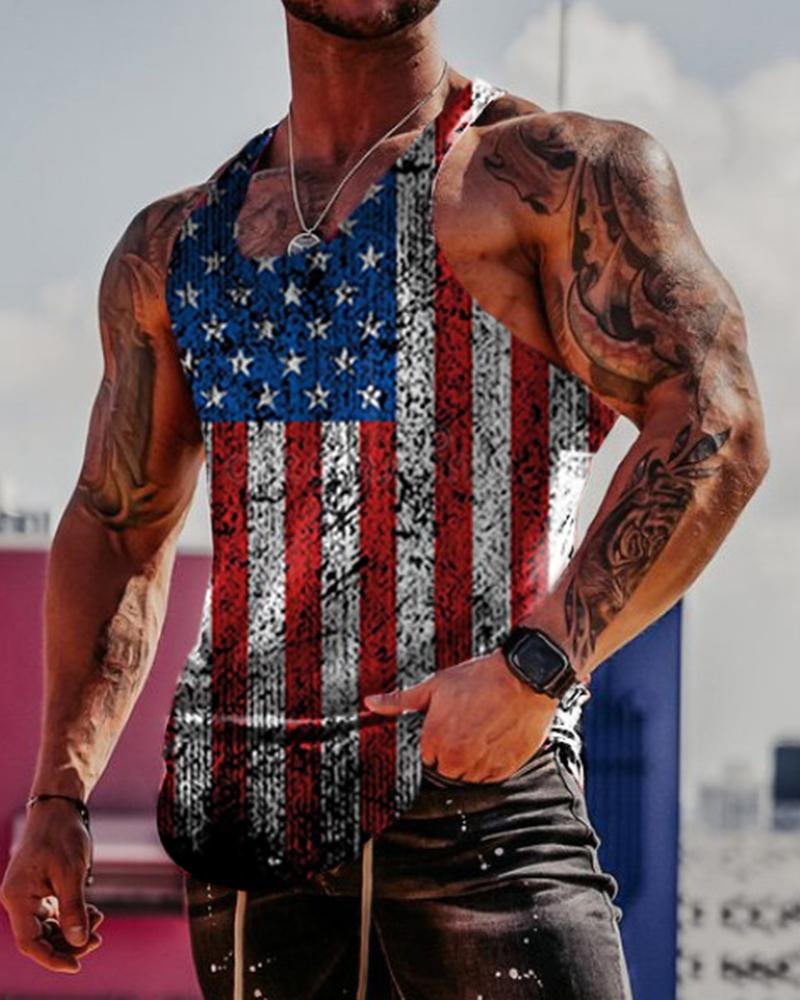 Men's Retro Flag Printed Casual Vest