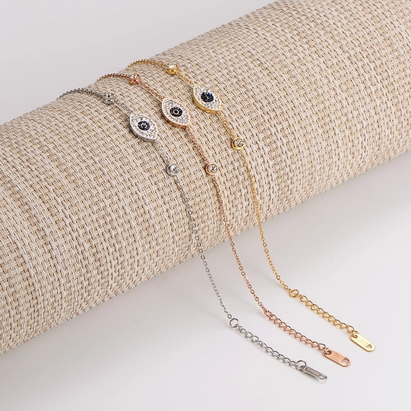 Casual Minimalist Eye 304 Stainless Steel Zircon Bracelets In Bulk