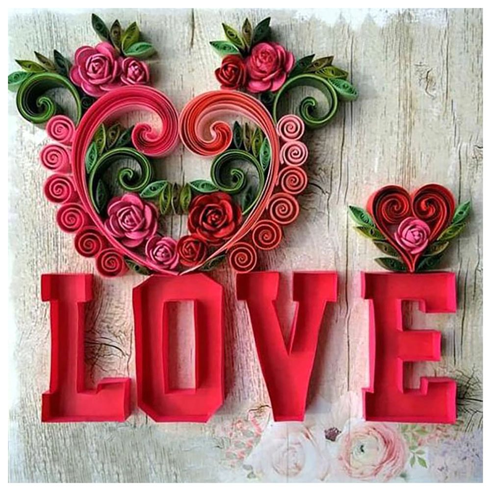 Quilling Paper Paint Love - Full Round - Diamond Painting(30*30cm)