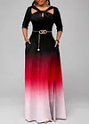 Red Ombre Twist Double Side Pockets Dress