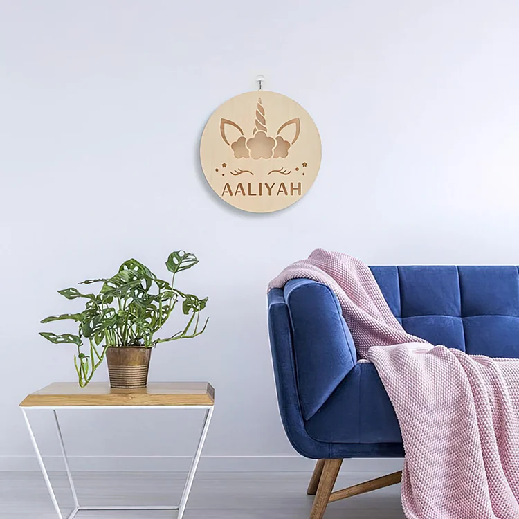 Custom Name Wooden Unicorn LED Wall Hanging Night Lights