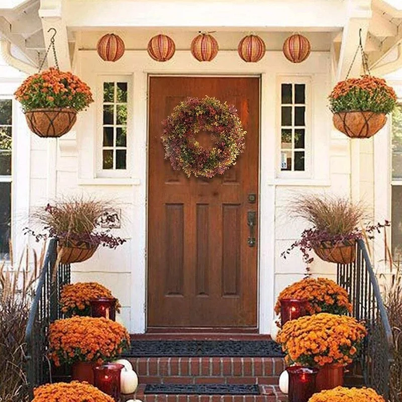 Artificial Red Boxwood Wreath Fall Wreaths 2021