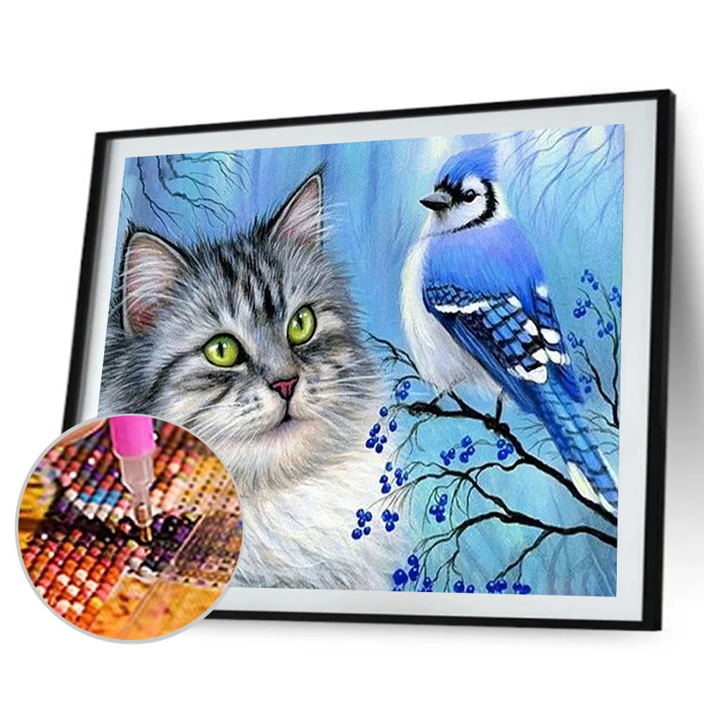 Diamond Painting - Full Round Drill - Cat Bird(40*30cm)