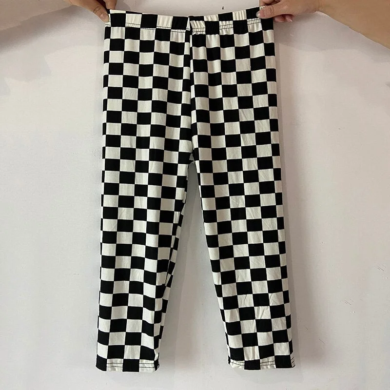 Grid Printing Legging Women Striped Capris High Waisted Fitness Elastic Gym Sporting Plaid Square Short Leggins