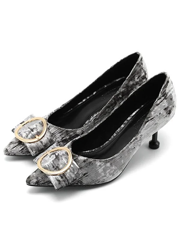 Sexy pointed suede belt buckle shallow mouth comfortable high heels