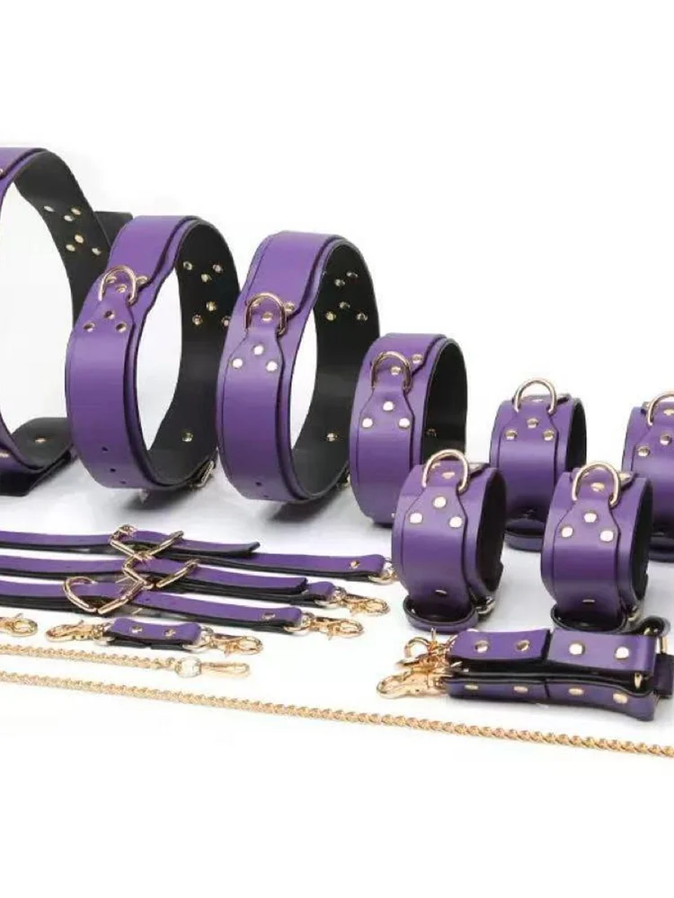 pornhint Pornhint Premium Leather BDSM Restraint Kit - Full Set with Handcuffs, Thigh Cuff, Ankle Cuffs, Collar and Leash, Waist Belt leather body harnesses for women