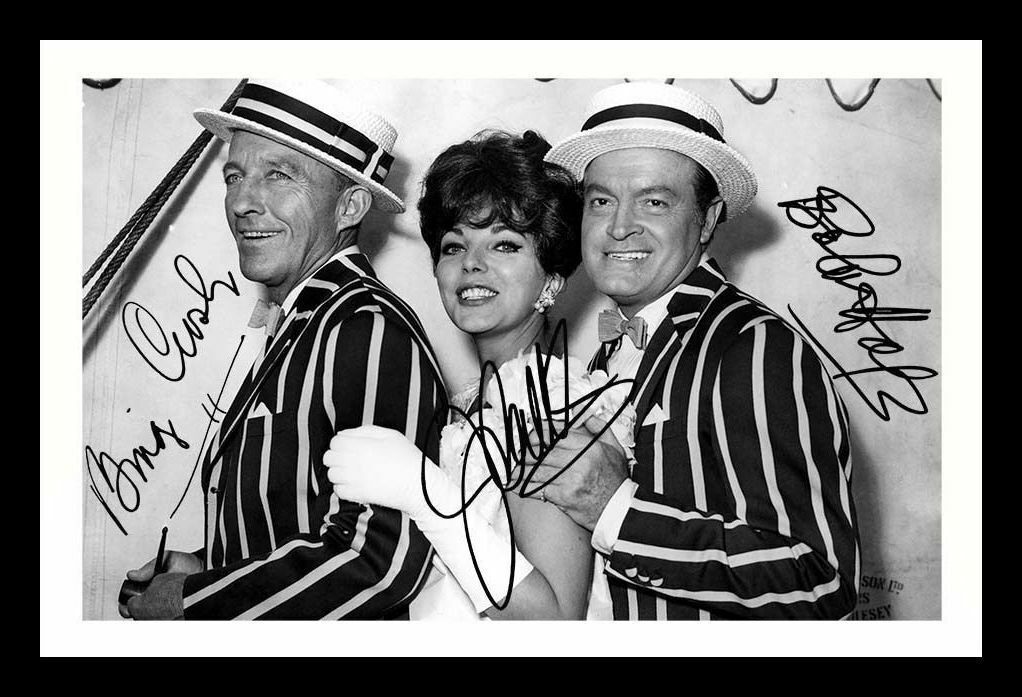 Bob Hope & Joan Collins & Bing Crosby Autograph Signed & Framed Photo Poster painting