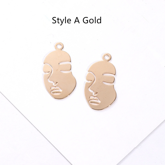 Bulk 10 30 Abstract Face Charms,Human Face Charm Pendant,Hollow Wire Charms Earring Necklace Bracelet Jewelry Accessories DIY