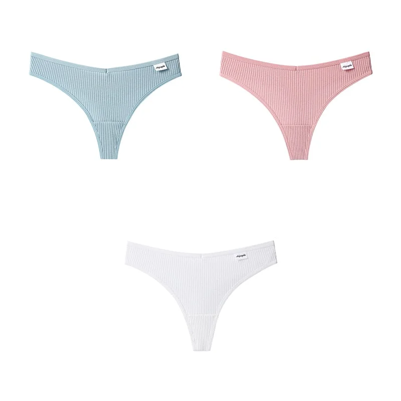 3pcs Women Cotton Panties Sexy Sports Underwear For Woman Lady T-back Female Thongs Cotton Lingerie Woman Intimates New BANNIROU