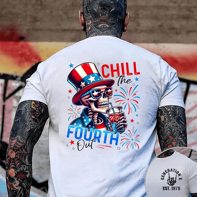 Fourth Of July Merch, Gifts For 4th7, Unisex Hoodie,Chill The Fourth Out Skeleton shirt, Custom Year Of Birth Sweatshirt