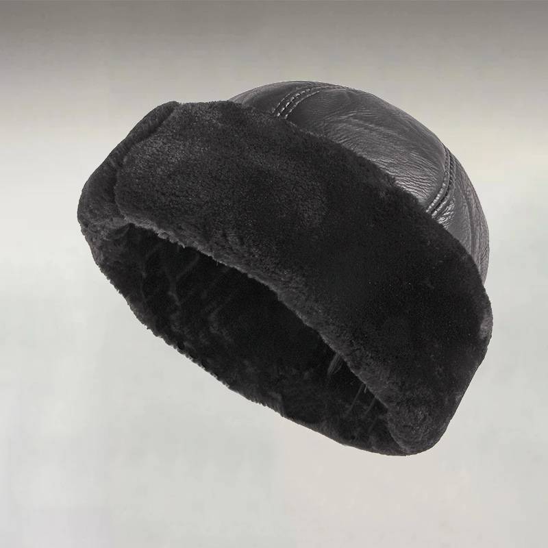 Men's PU Leather Thickened Velvet Warm Hat