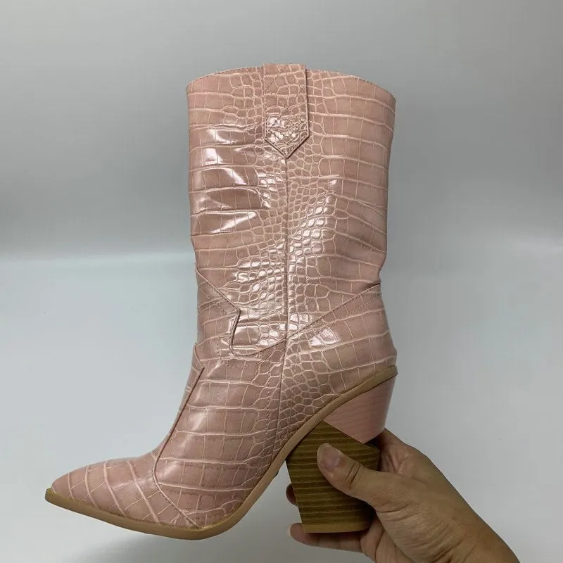NEMAONE Drop ship Brand women boots pointed toe wedges shoes autumn winter boots short ladies Western mid-calf boots for women