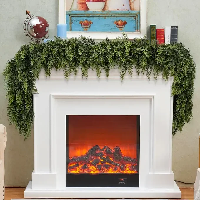 🎅🎄 Artificial Cedar Garland🇺🇸Green Pine Garland for Table, Mantel, Wall &ndash; Perfect for Indoor & Outdoor Christmas Decorations