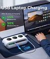 65W USB-C Fast Charging Station, 6-in-1 Power Strip with Desktop Charging Station with 3 AC, 2 USB C and 1 USB A, 5ft Extension Cord,Power Delivery for Conference Rooms, Desktop Accessory