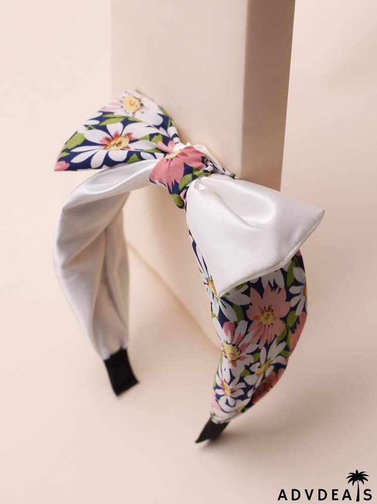 Floral Print Bow Headband