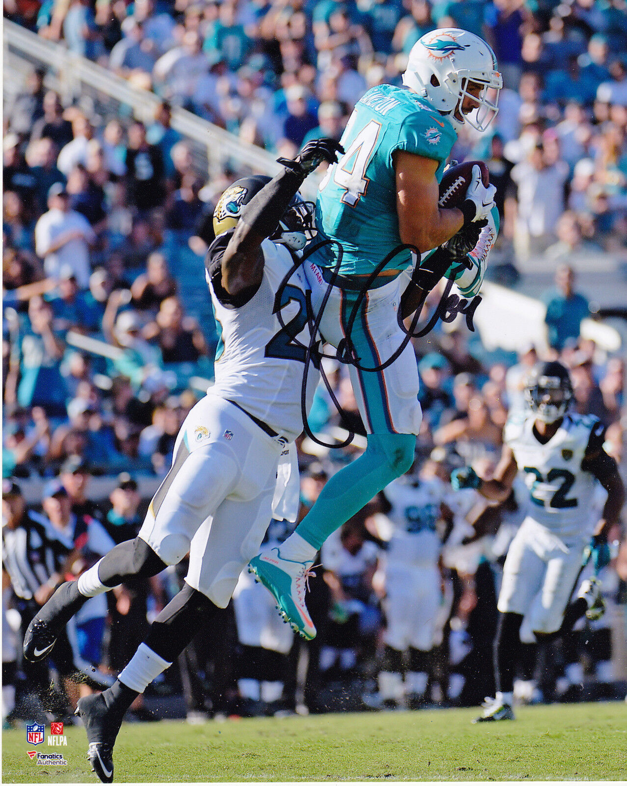 JORDAN CAMERON MIAMI DOLPHINS ACTION SIGNED 8x10