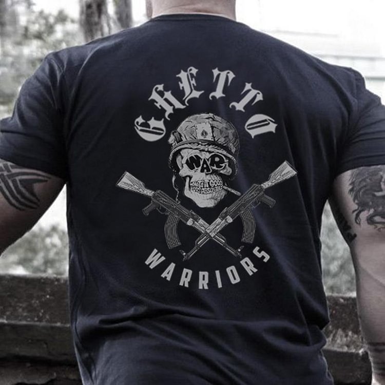 Warrior skull designer printed t-shirt