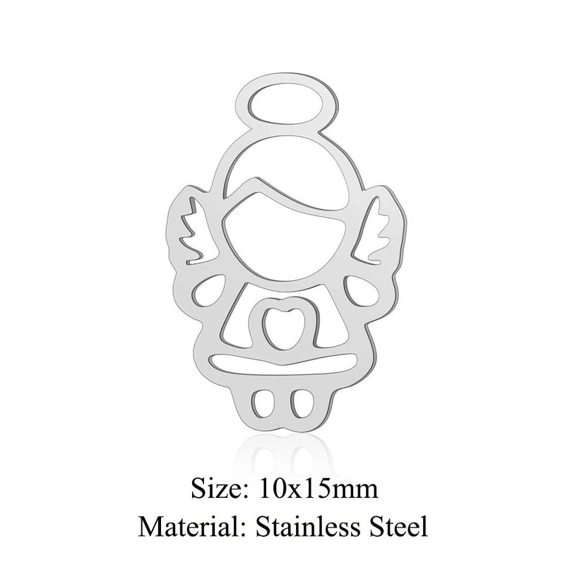 5 Pieces Stainless Steel 18K Gold Plated Angel Wings