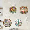 4Pcs Diamond Painting Flower Window Pendants Suncatcher Hanging Kits for Home Porch Farmhouse