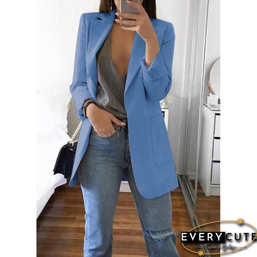 Womens Blazer Jackets Autumn Casual Plus Size Fashion Basic Notched Slim Solid Coats