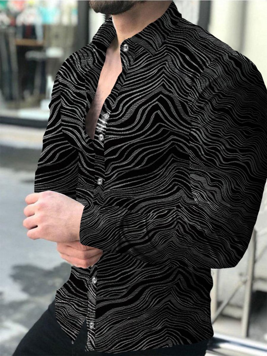 Men's Long Sleeve Printed Casual Shirt