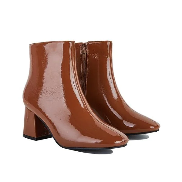 Women Fashion Square Toe Side-Zip Closure Boots
