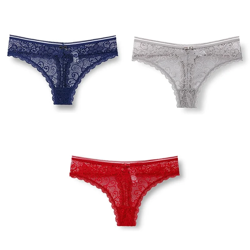 3pcs Woman Panties Sexy Lace Underwear For Women Lingerie Lady Lace T-back Female Thongs Wholesale Sexy Underpants For Women