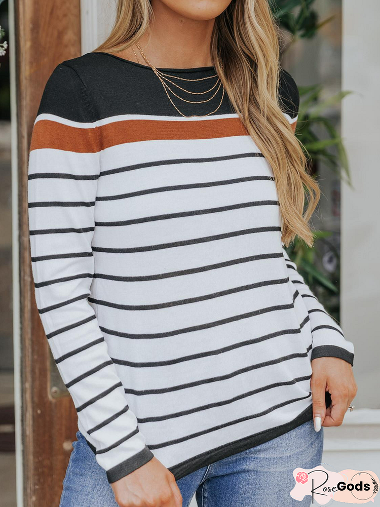 Casual Striped Crew Neck T-Shirt