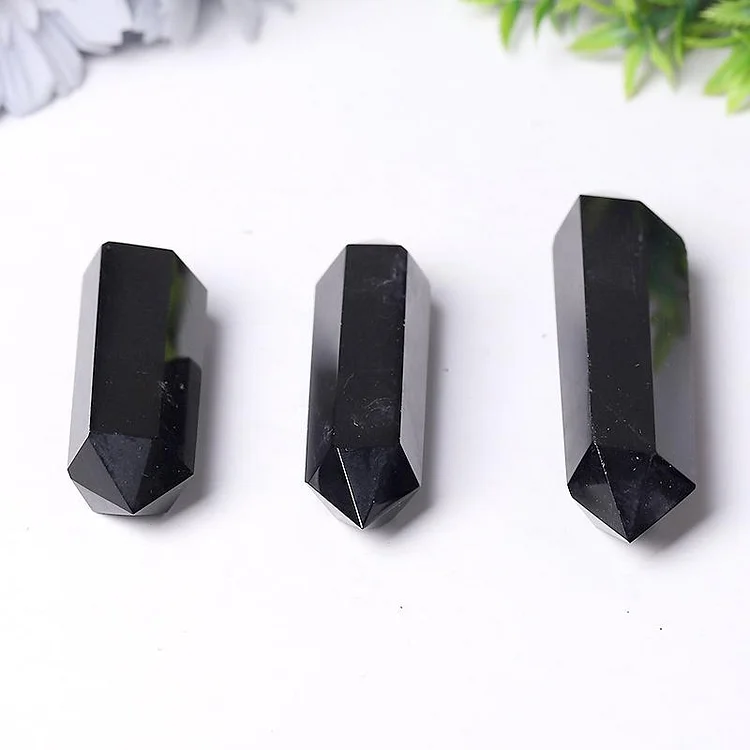 Black Obsidian Double Terminated Towers Points Bulk