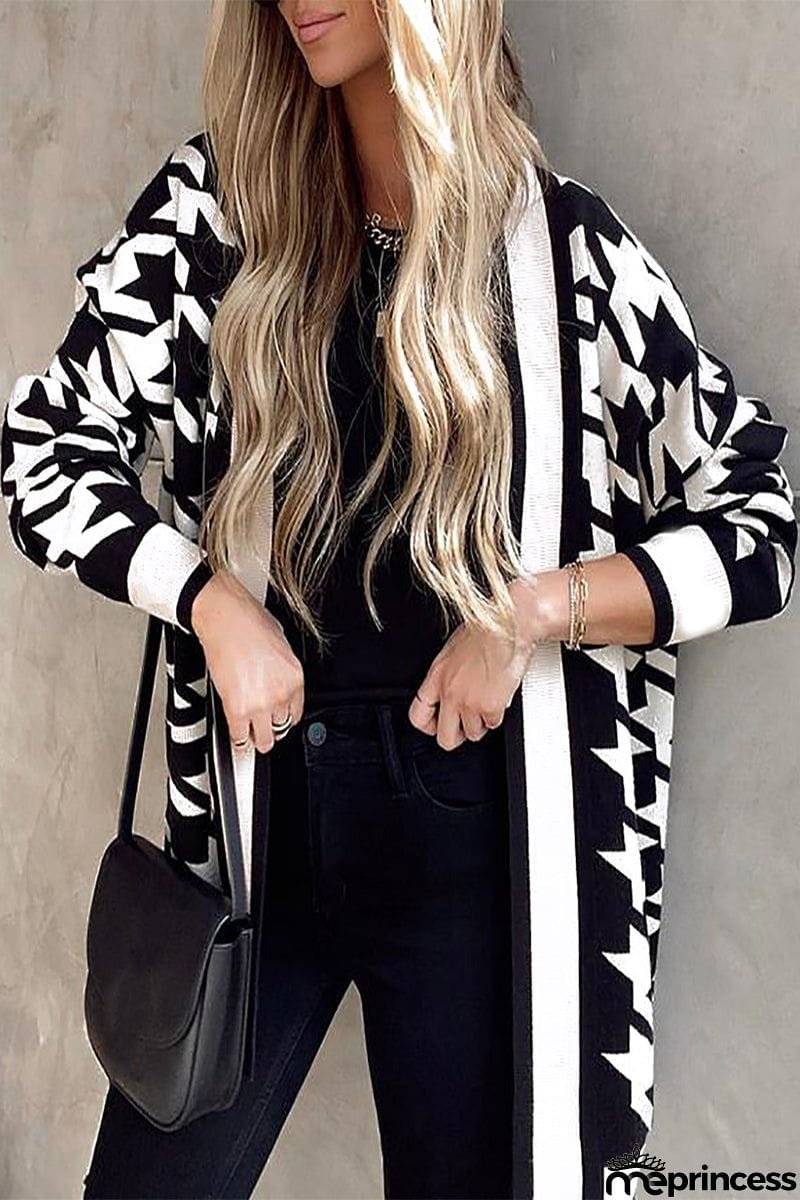 Casual Plaid Without Belt Printing Cardigan Collar Outerwear