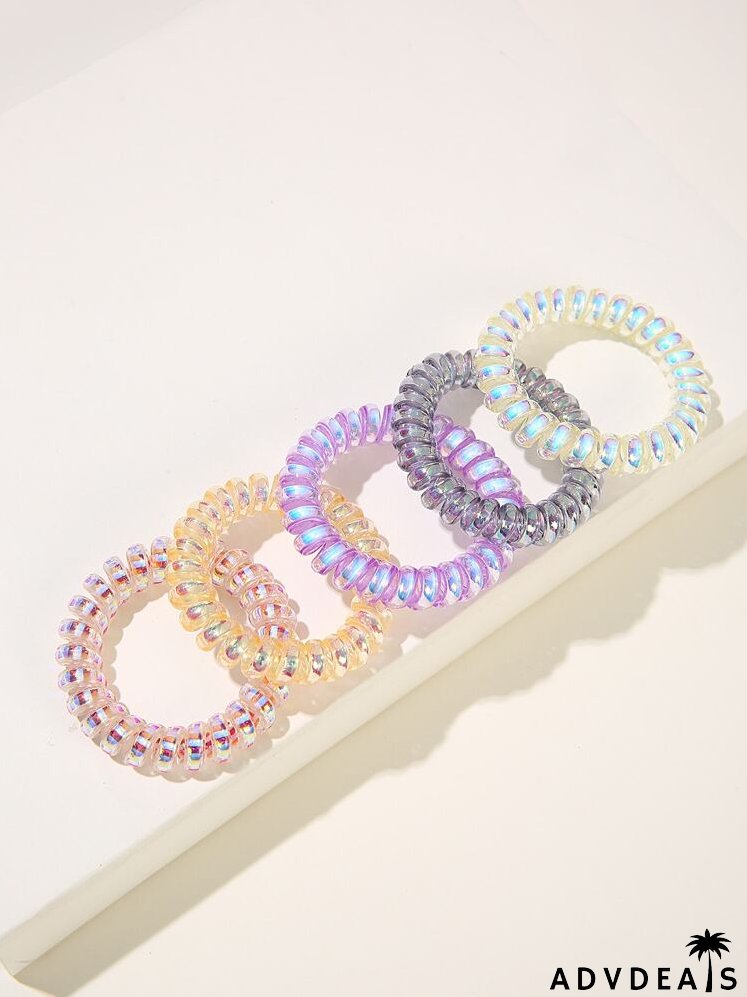 5pcs Simple Telephone Line Hair Tie