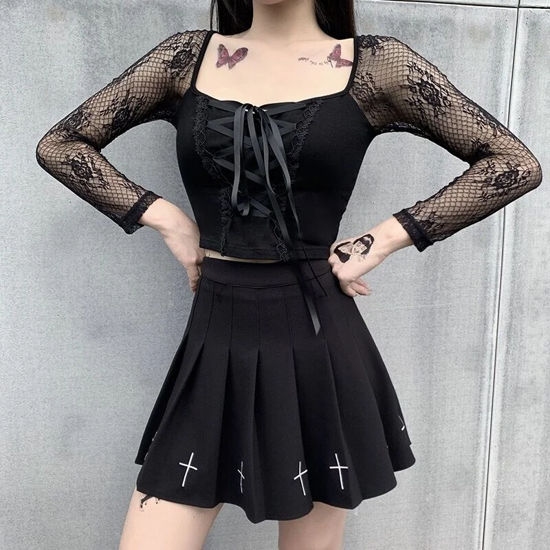 💗Erika Loves💗 Plus Size Lace Up Buckles A Line Sleeveless Gothic Dress