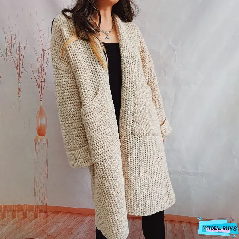 Casual Solid Colour Knitted Cardigan